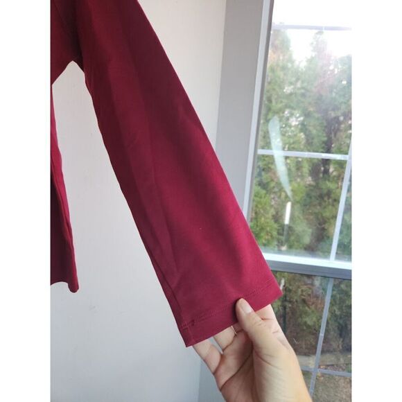 L.L.Bean Women Red Shawl Collar Polo 100% Cotton Long Sleeve Blouse size Large - Picture 4 of 6